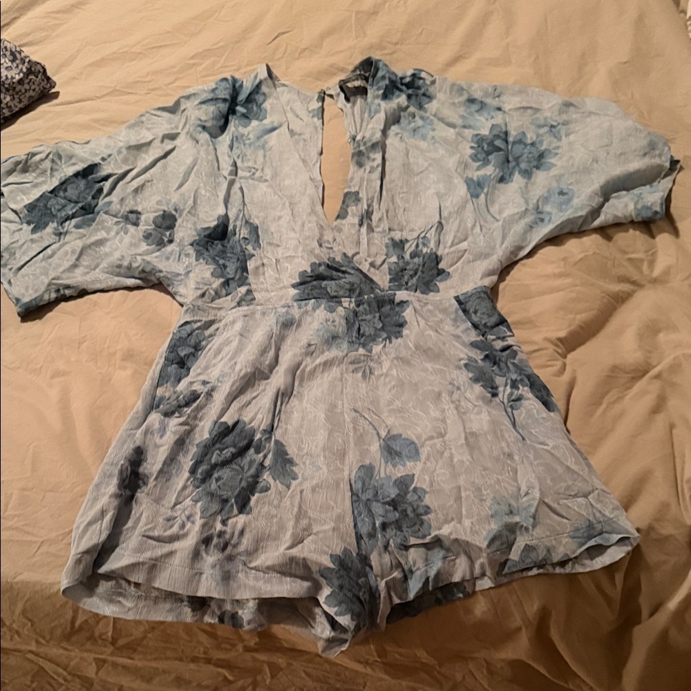 Reformation Blue Floral Jumpsuit